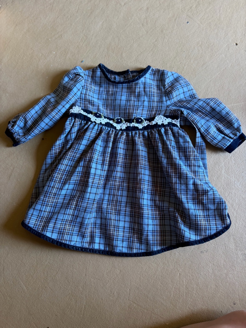 Vintage Girls New York Bonnie Jean Toddler Dress 24M Blue Plaid Holiday Party